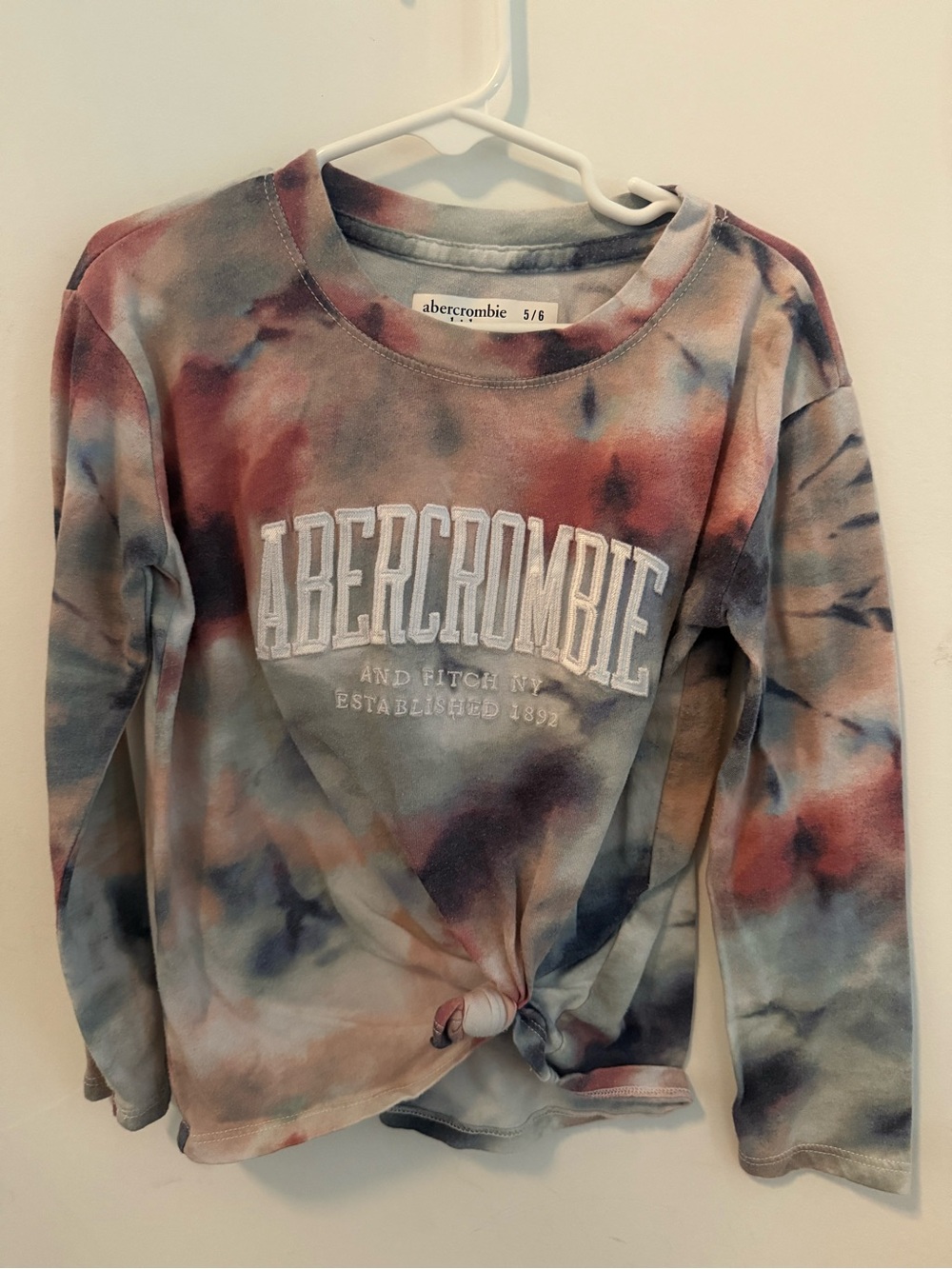abercrombie kids tie-dye pullover — pink, blue, cream